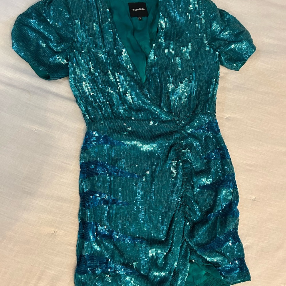 REVOLVE Teal Sequin Dress - Picture 6 of 6